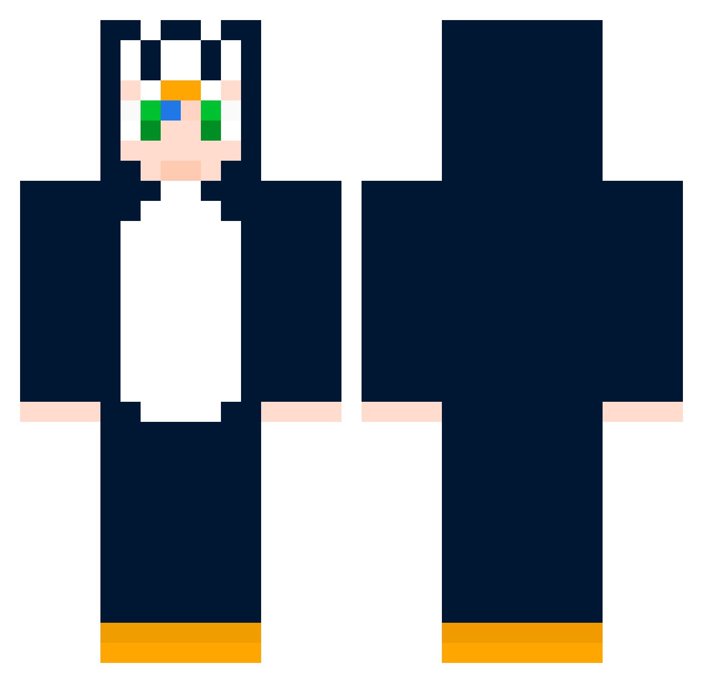 TimeCrack Minecraft skin, front and back view