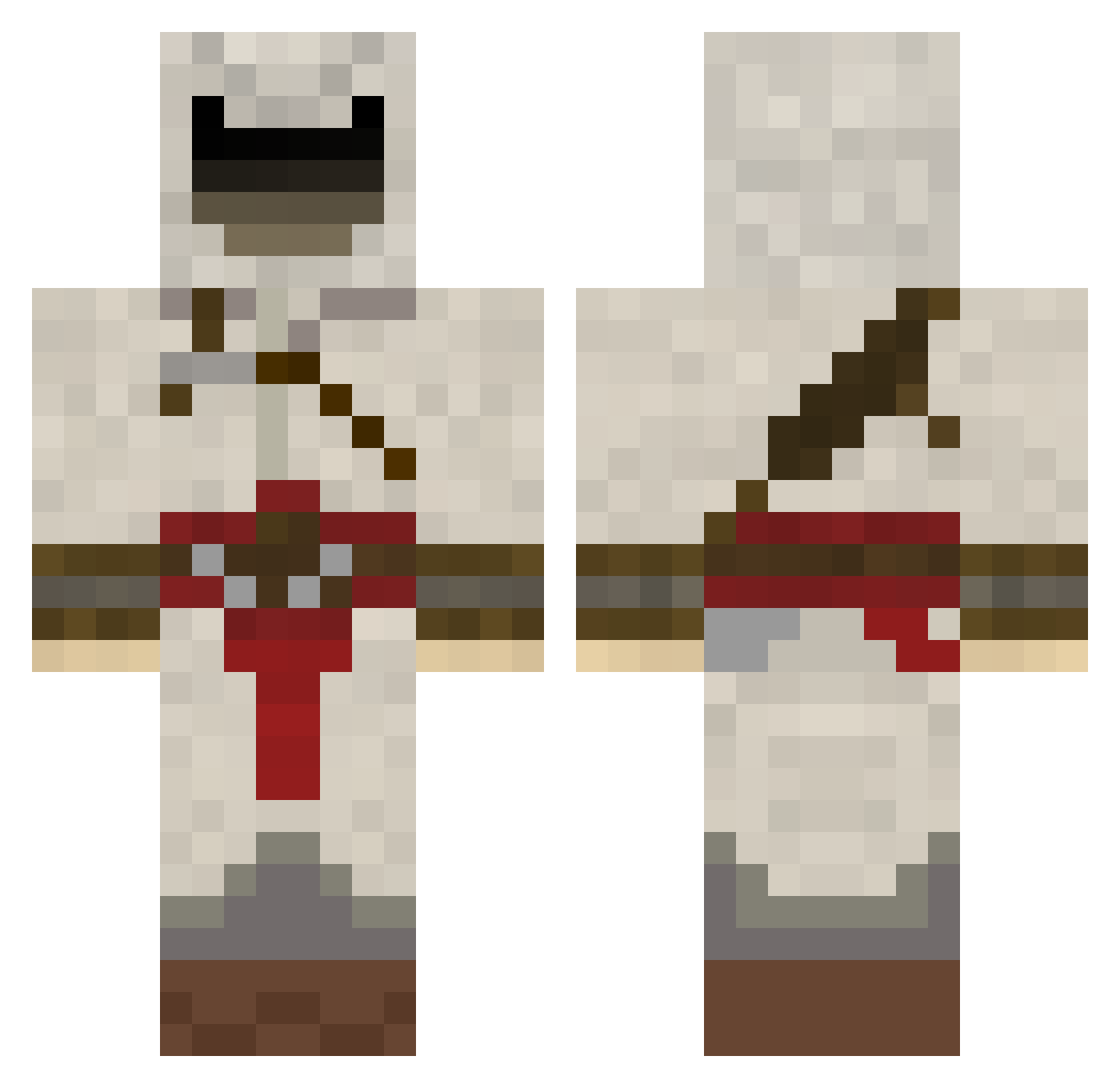 catastrophical Minecraft skin, front and back view