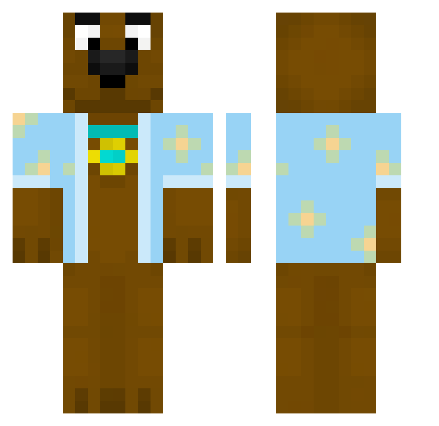 TorresNTC Minecraft skin, front and back view