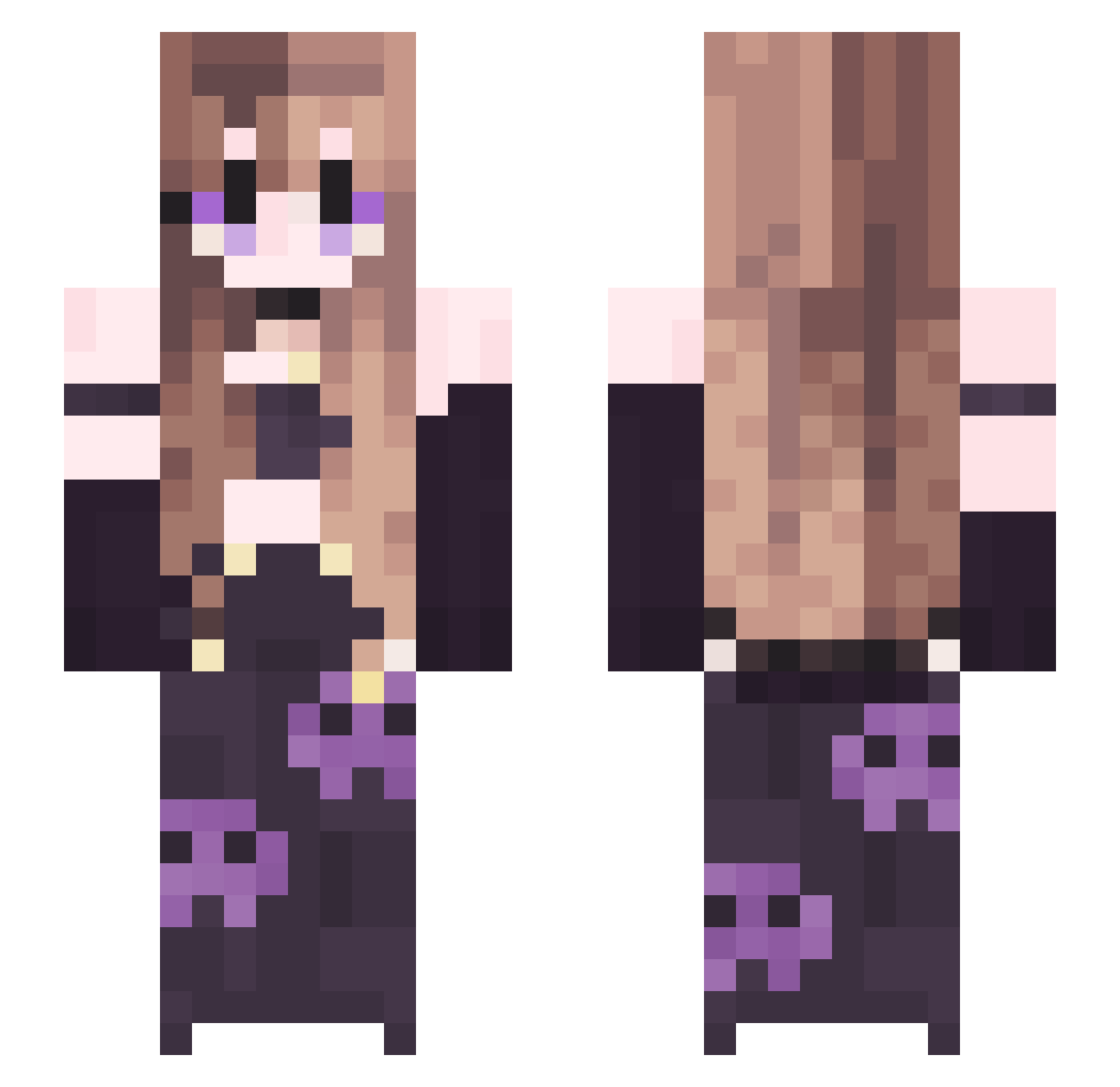 Witchesforever13 Minecraft skin, front and back view