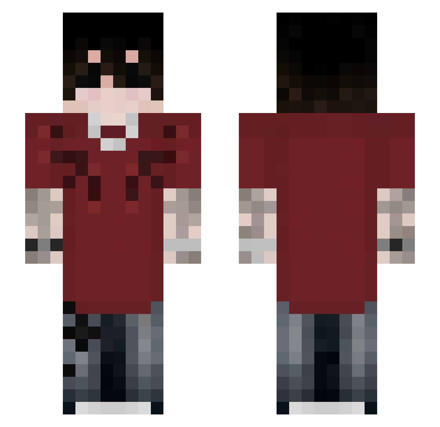 k3vl2 Minecraft skin, front and back view