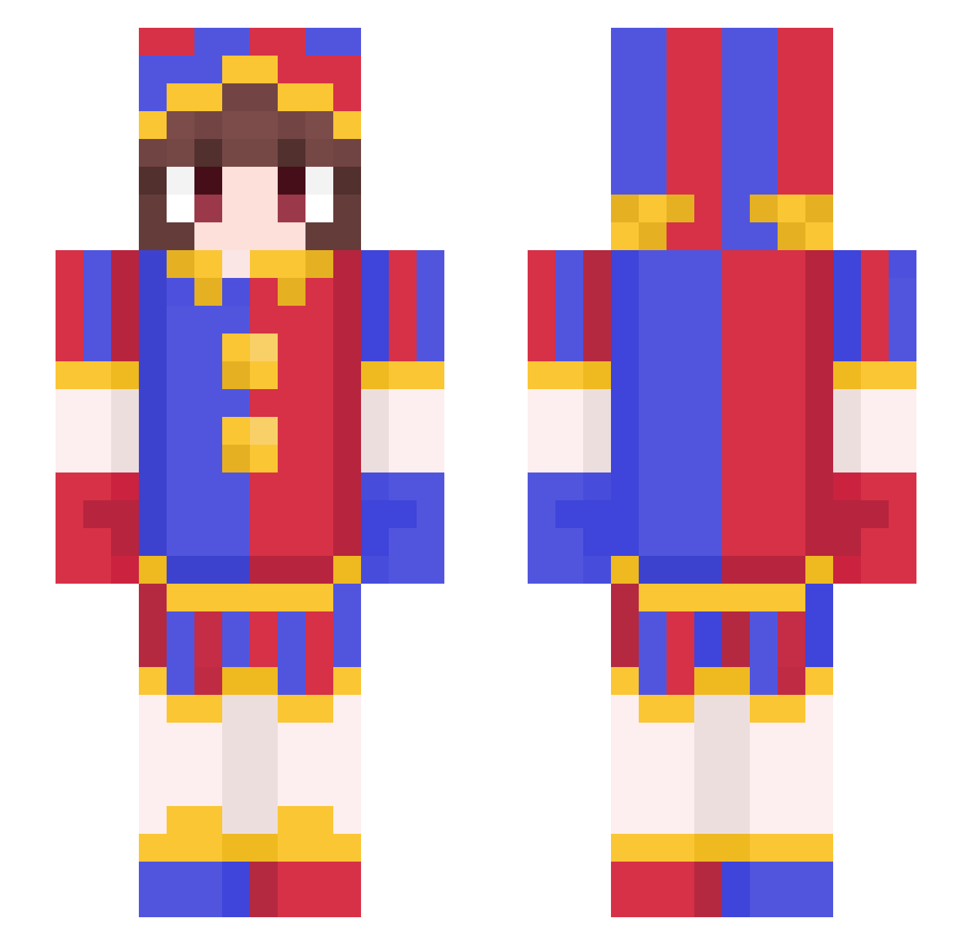 RueditaUwU Minecraft skin, front and back view