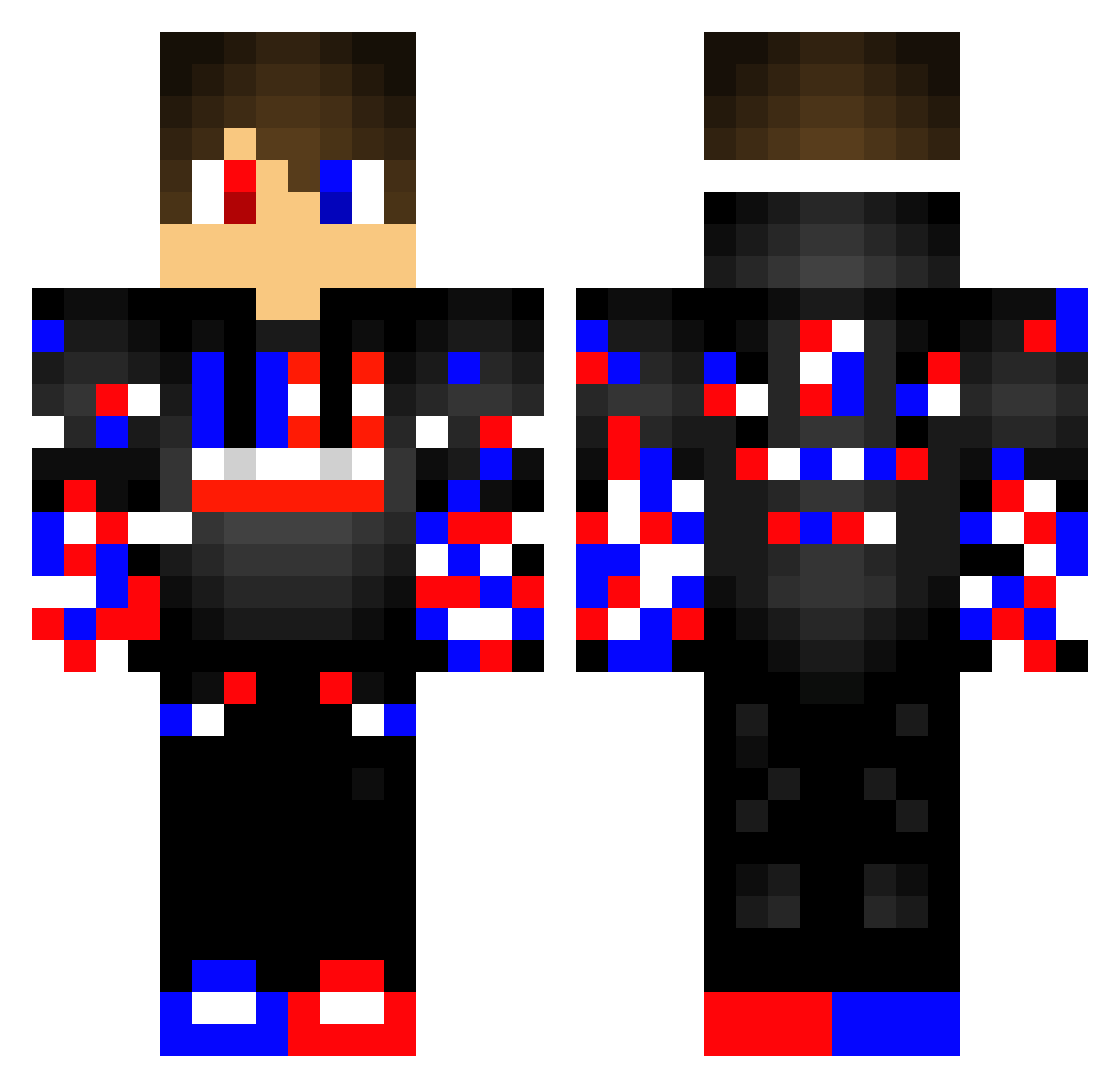 Jone64 Minecraft skin, front and back view