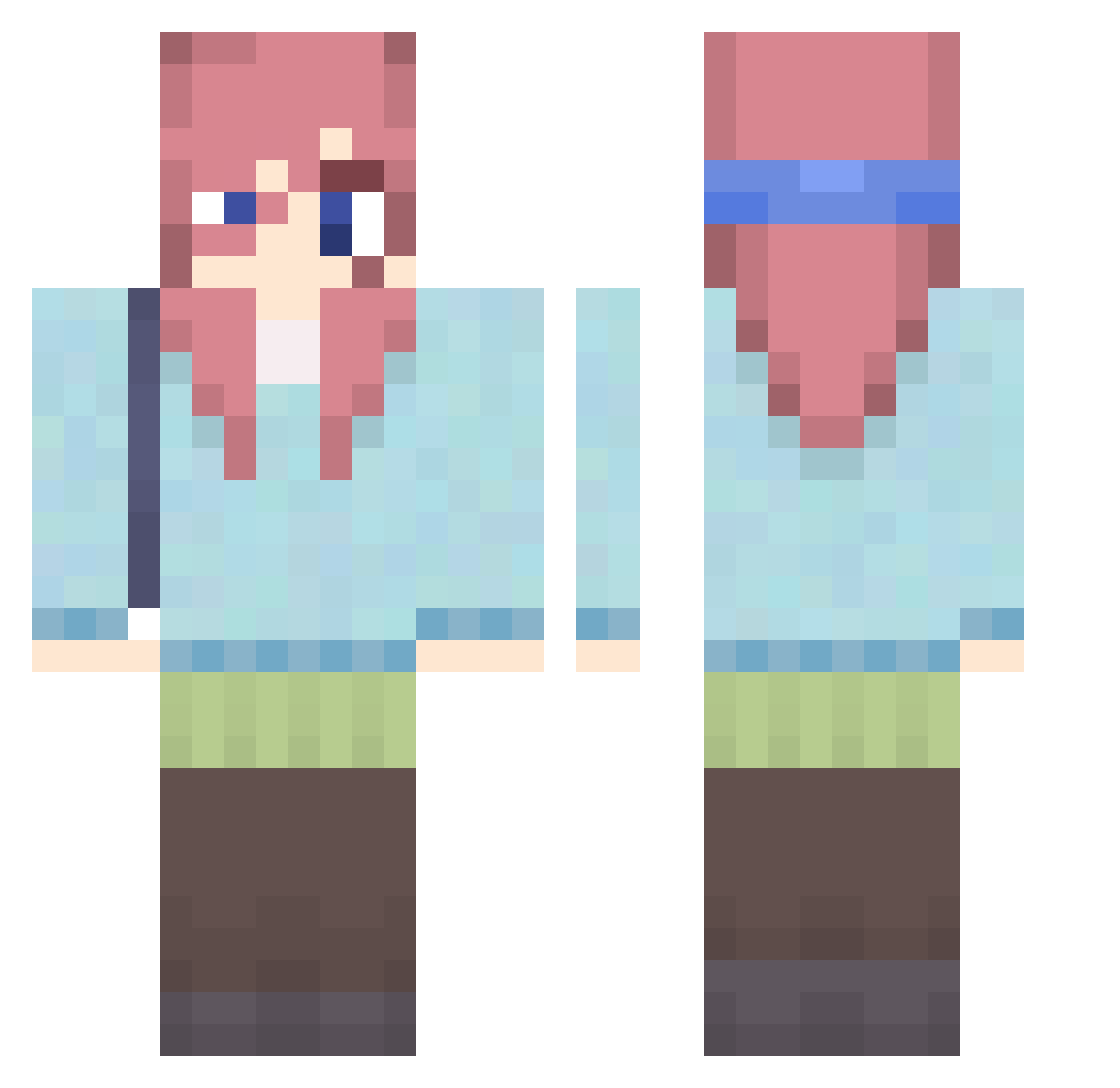 M1ku Minecraft skin, front and back view