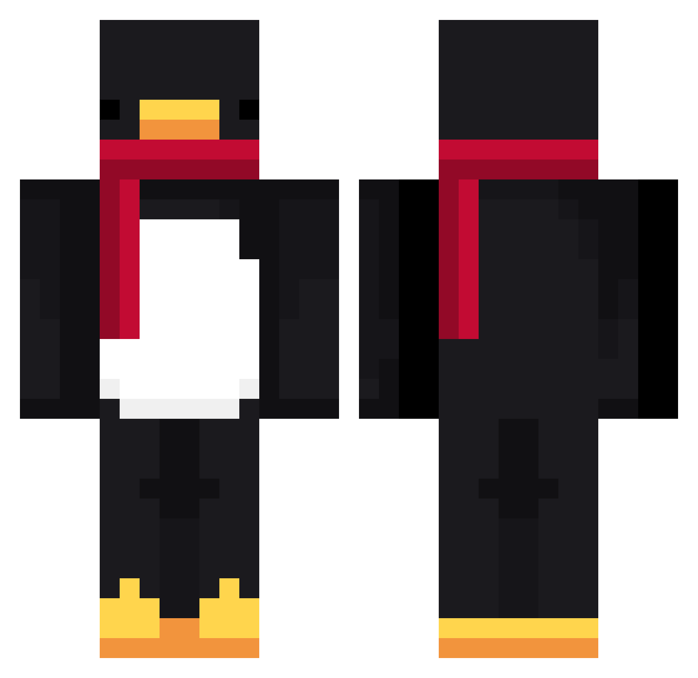 Rowdy3169 Minecraft skin, front and back view