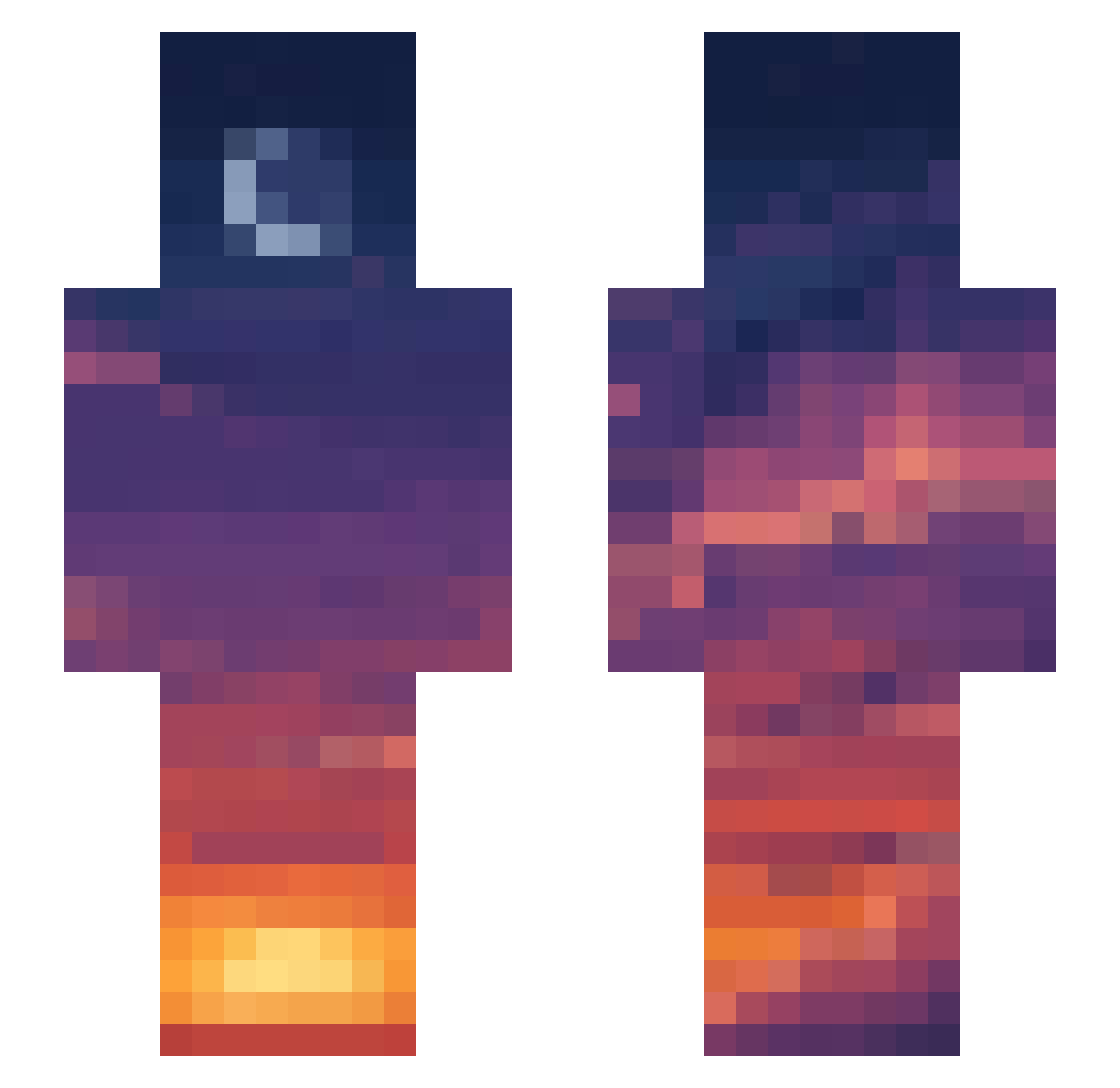 shibadere Minecraft skin, front and back view