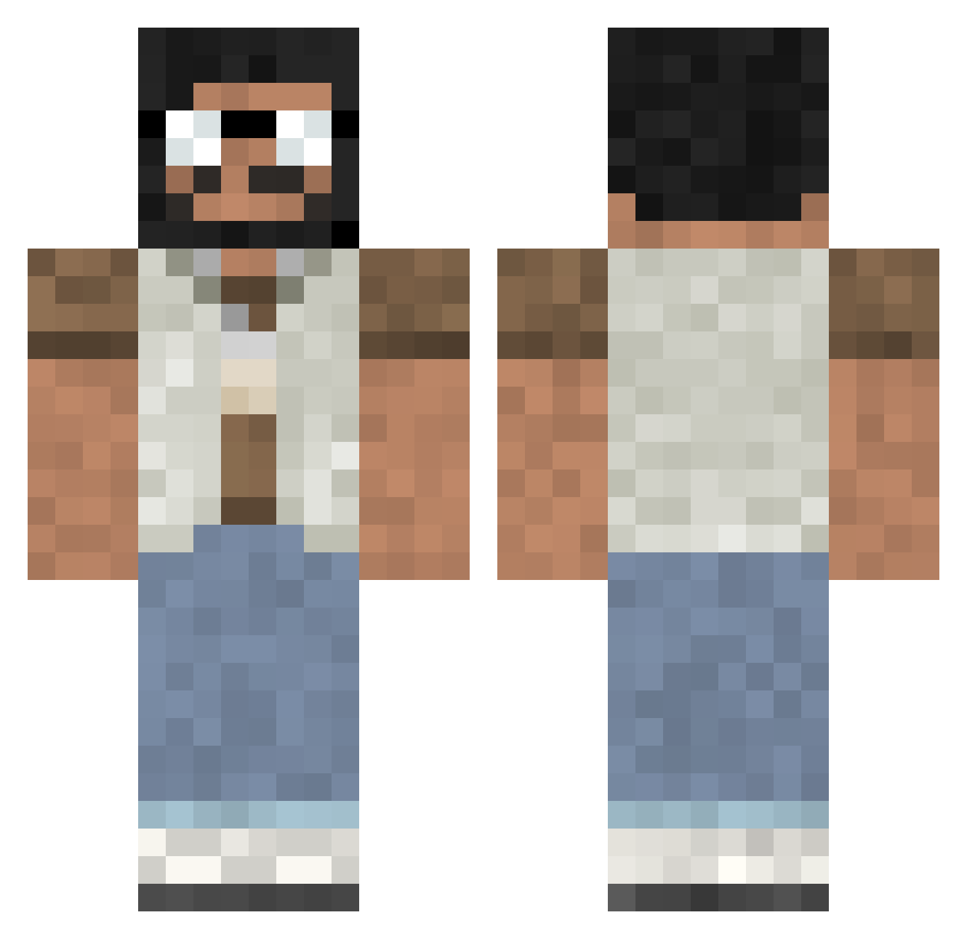 rAsterisks Minecraft skin, front and back view