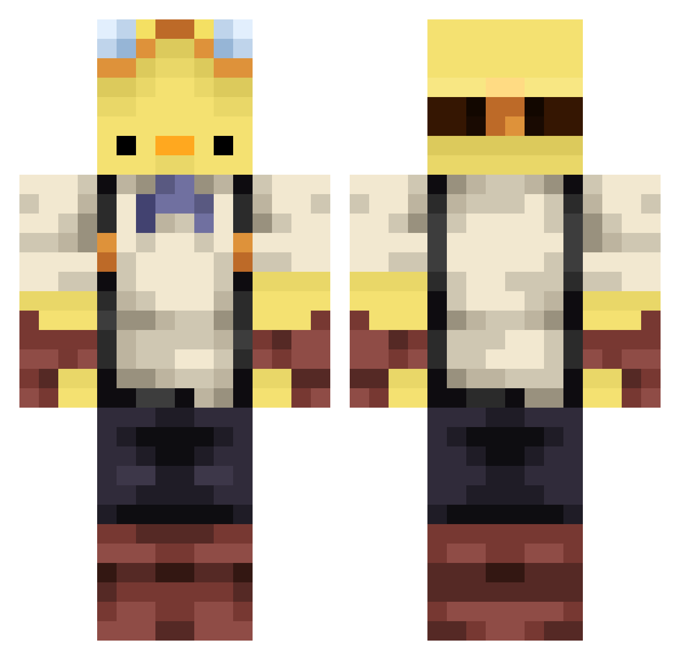 ItsGugi Minecraft skin, front and back view