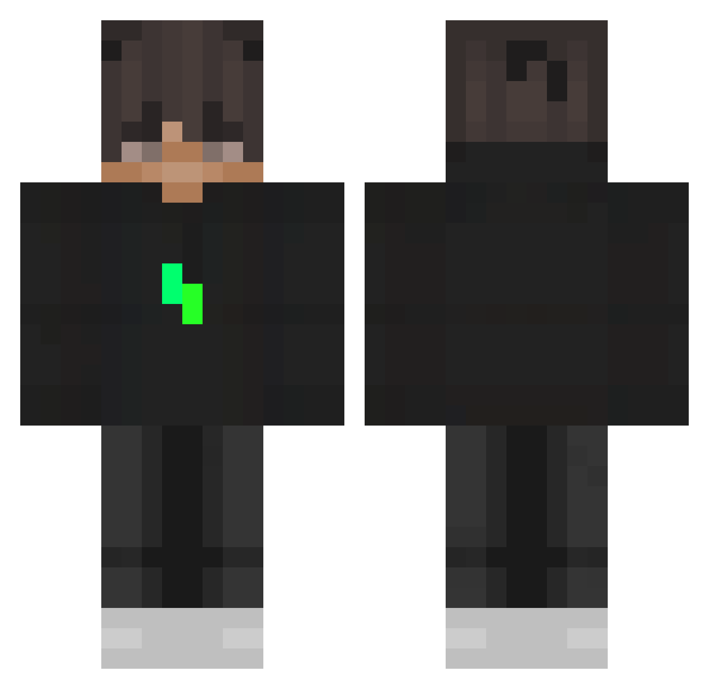 viczar Minecraft skin, front and back view