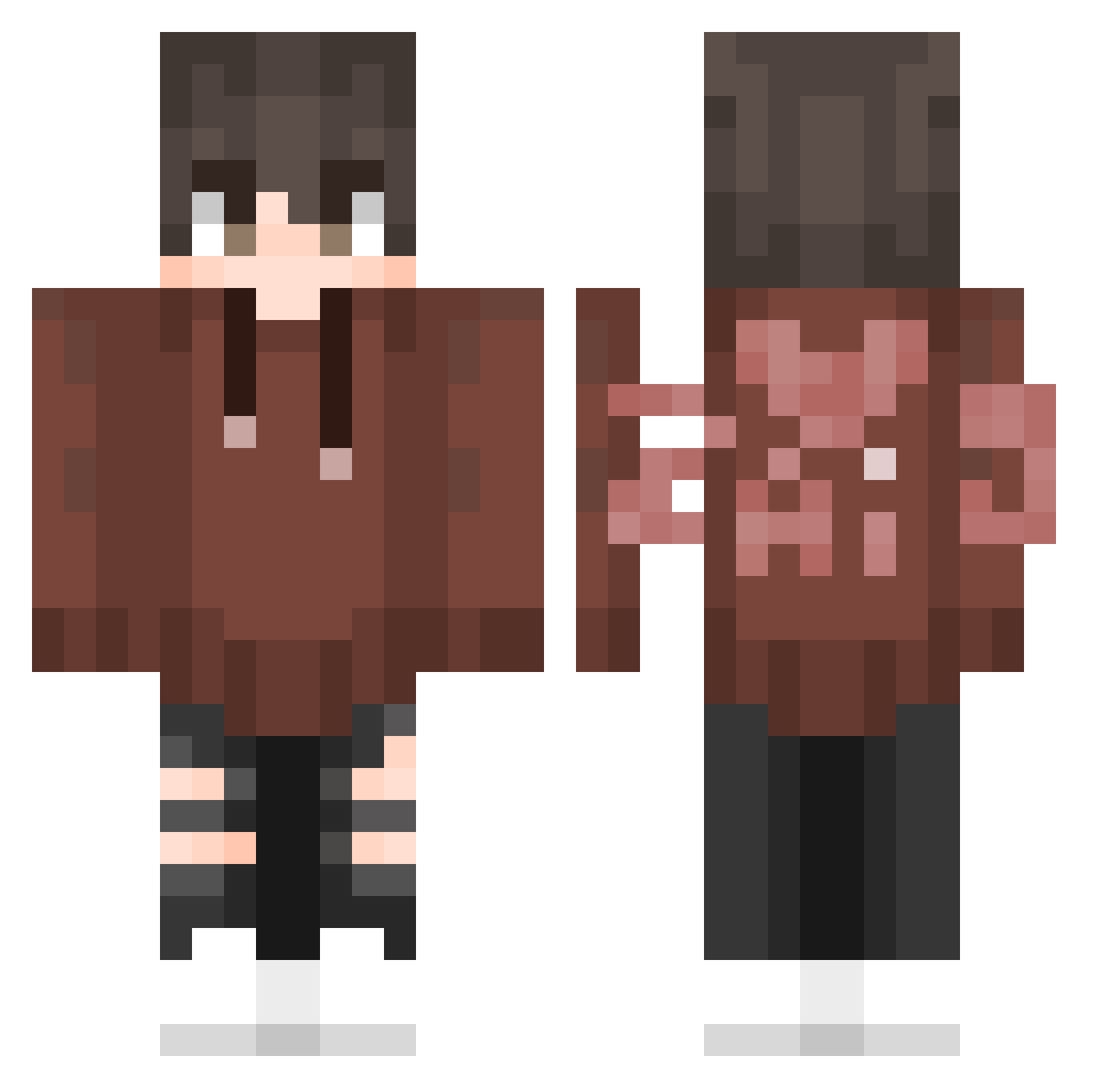 Pojaverfinalboss Minecraft skin, front and back view