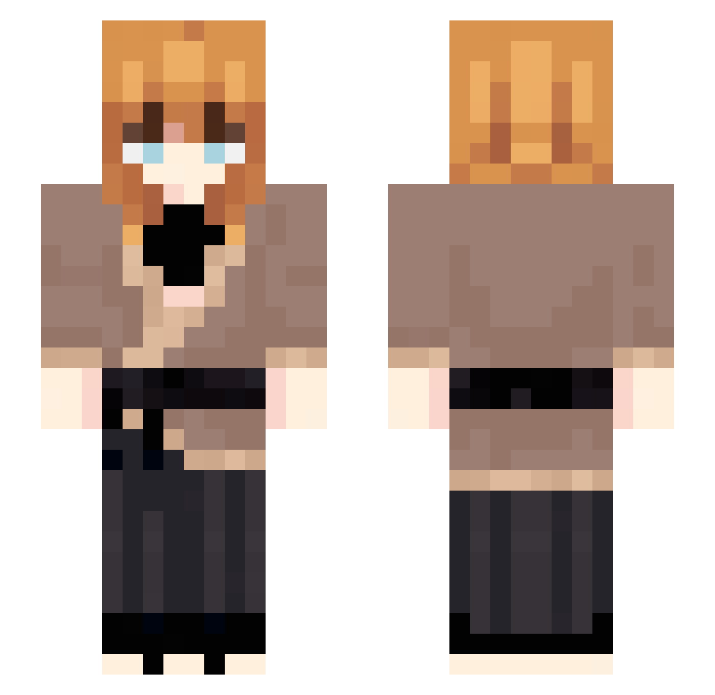 Skitcha Minecraft skin, front and back view