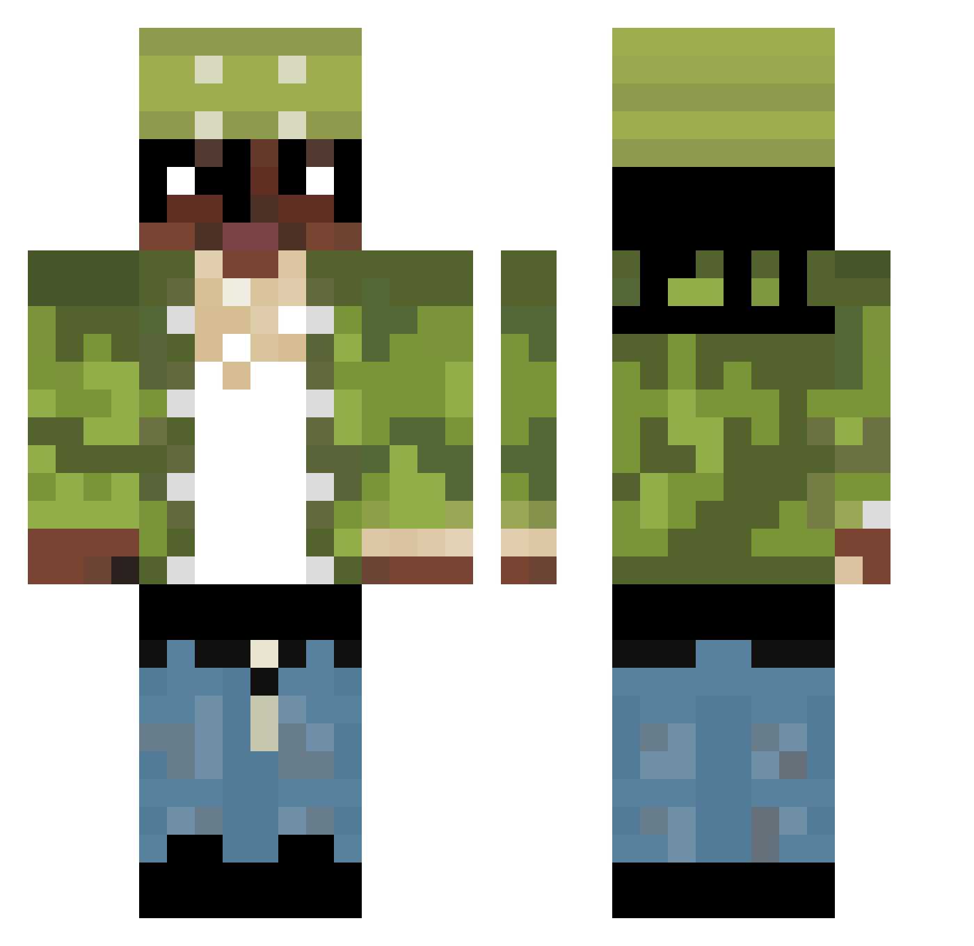Free0xys Minecraft skin, front and back view