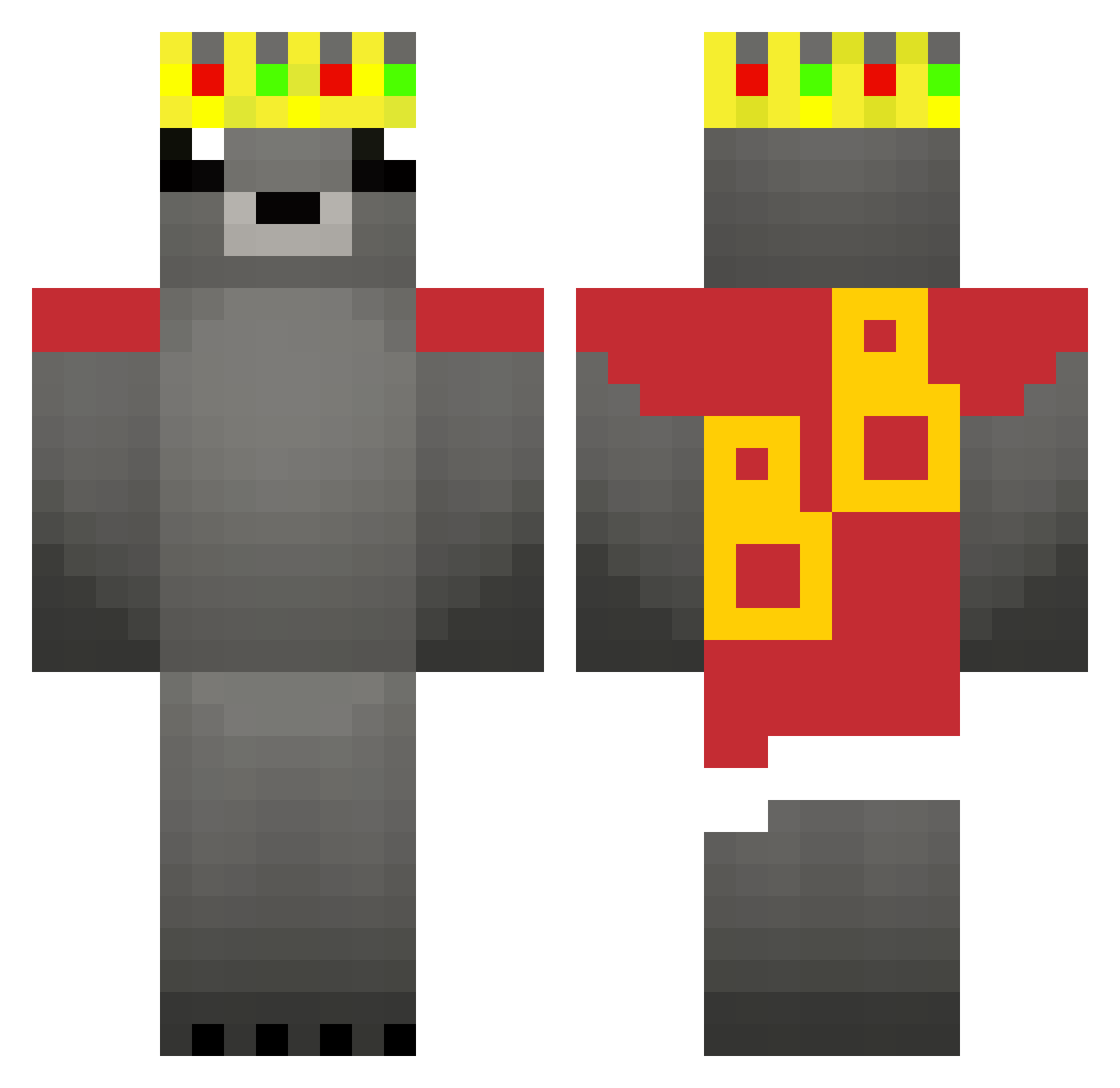 kingseal Minecraft skin, front and back view