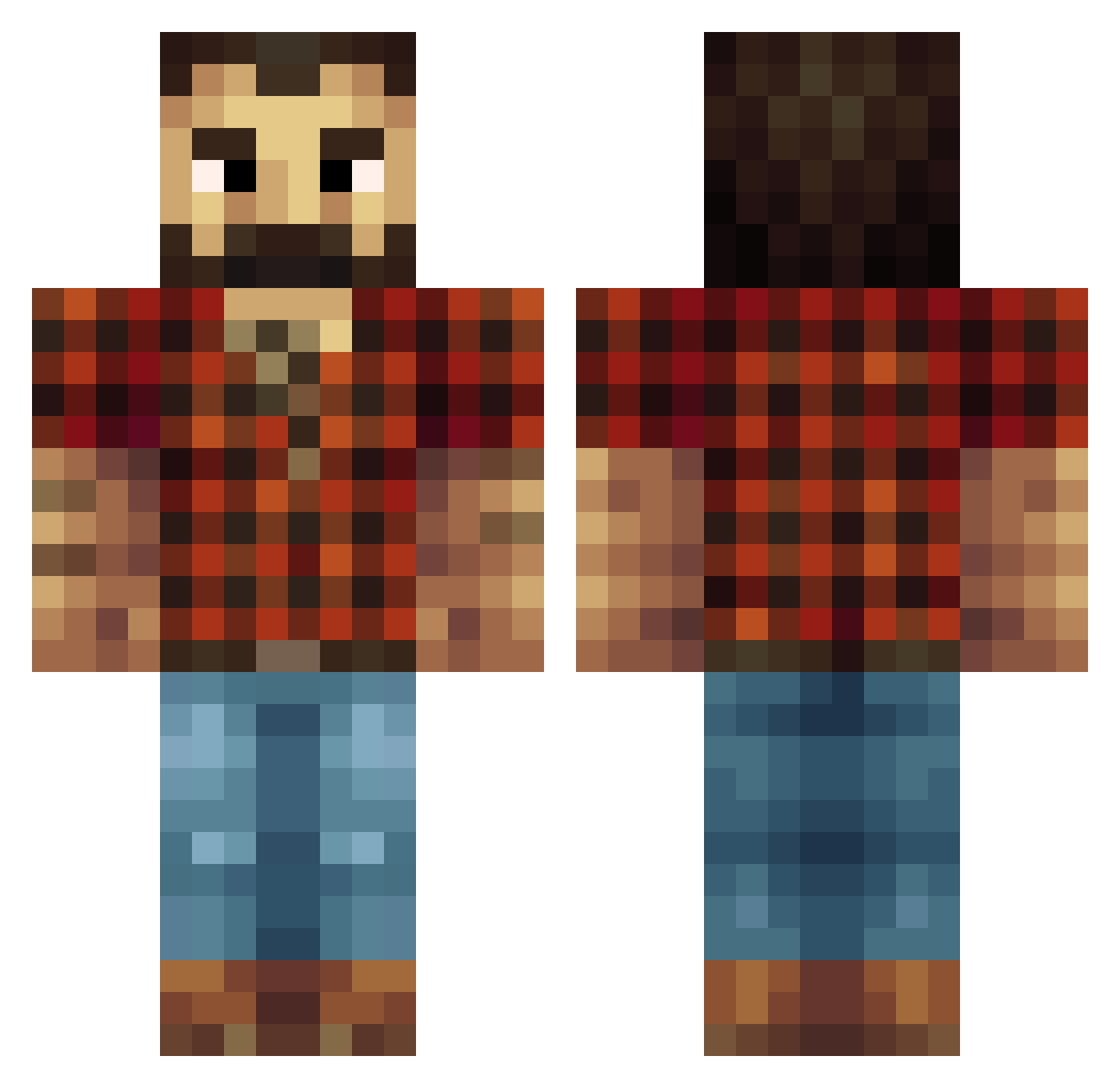 Flung Minecraft skin, front and back view
