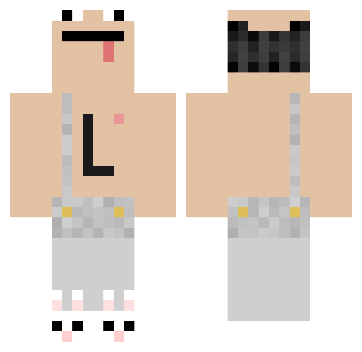 SuicideHotline69 Minecraft skin, front and back view