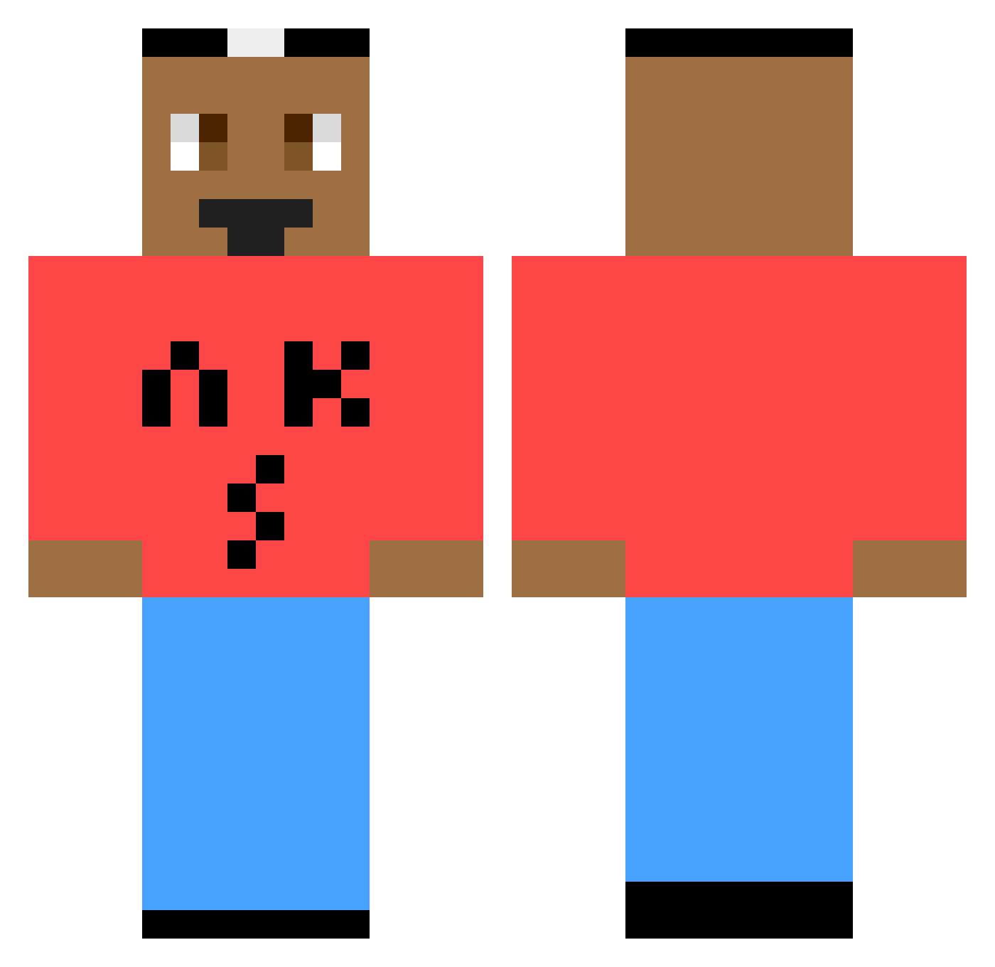 aksandasees Minecraft skin, front and back view