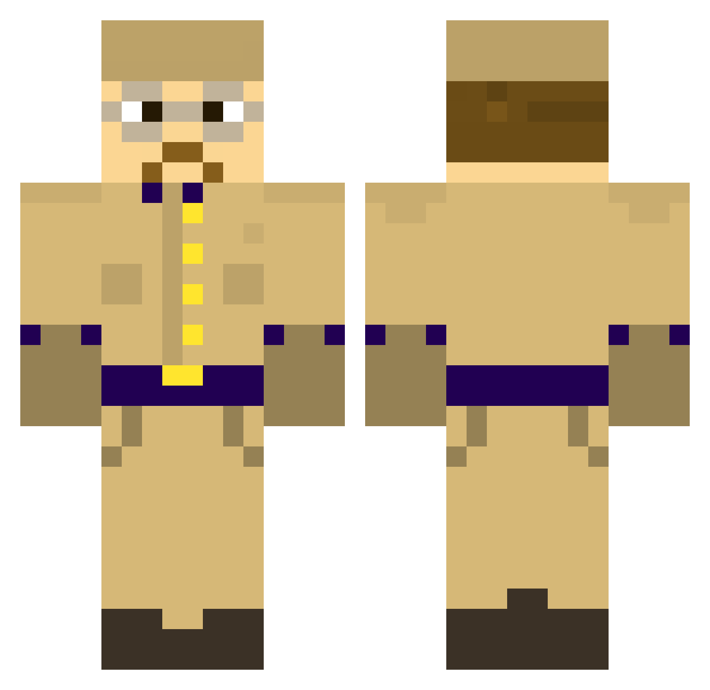 Yacoob4 Minecraft skin, front and back view