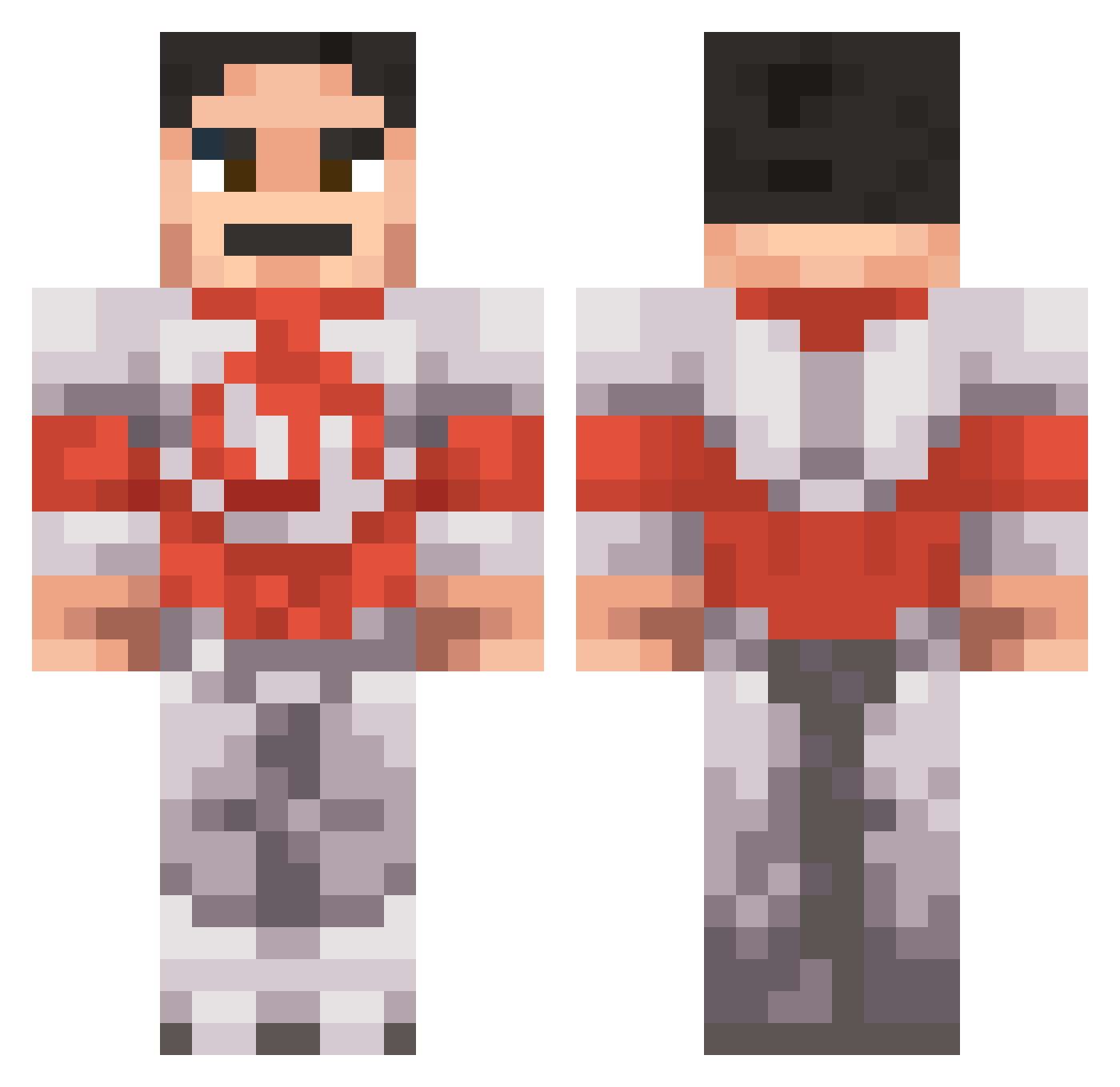 Schnegern Minecraft skin, front and back view