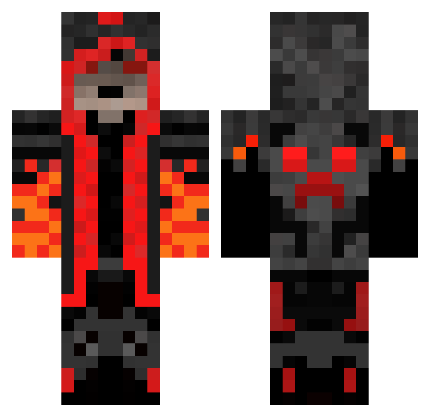 Kingfreak Minecraft skin, front and back view