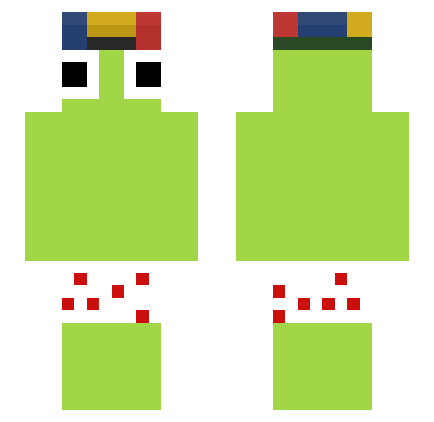 Pangelon Minecraft skin, front and back view