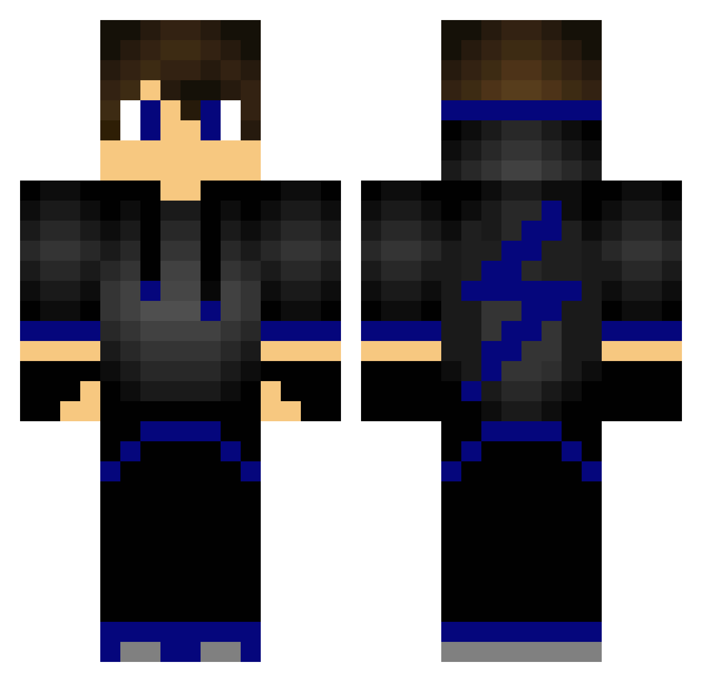 Stormedxd Minecraft skin, front and back view