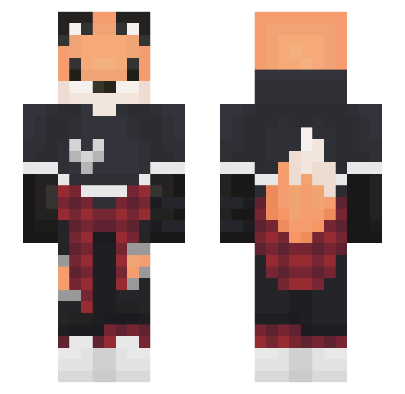 FennecFoxi Minecraft skin, front and back view