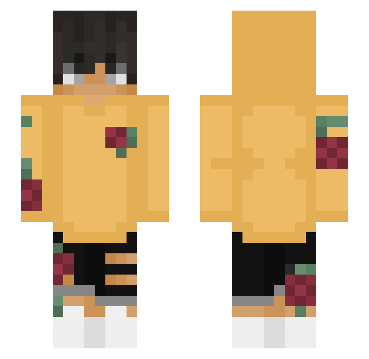 Oniqu Minecraft skin, front and back view