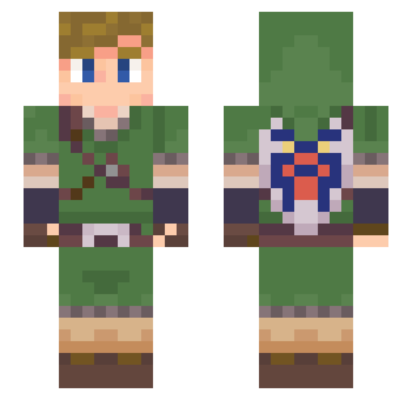 SouD Minecraft skin, front and back view