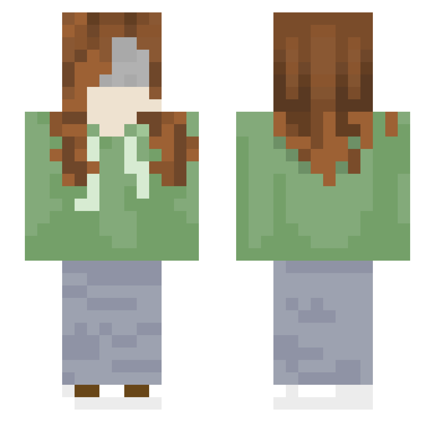 TwiXXle Minecraft skin, front and back view