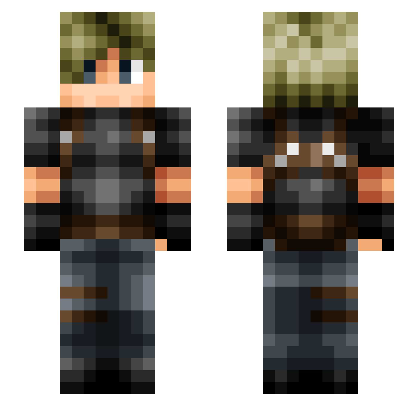 BxBxll Minecraft skin, front and back view