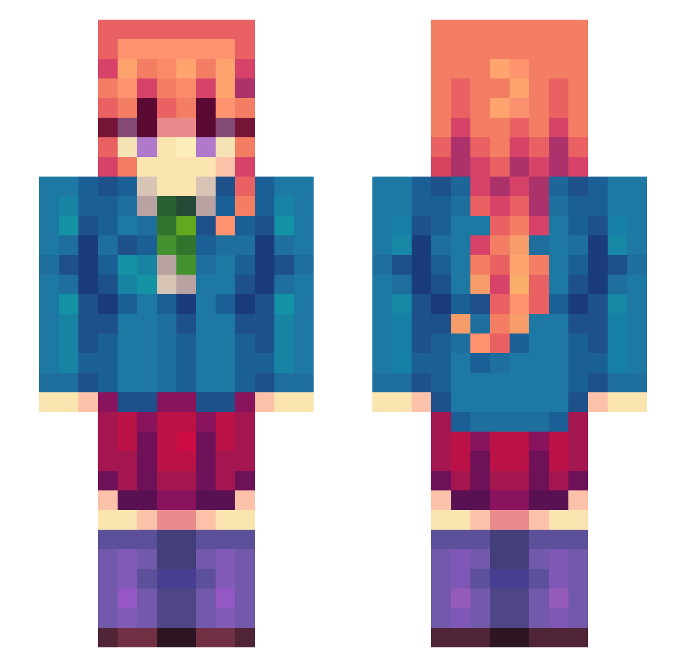 tomutism Minecraft skin, front and back view
