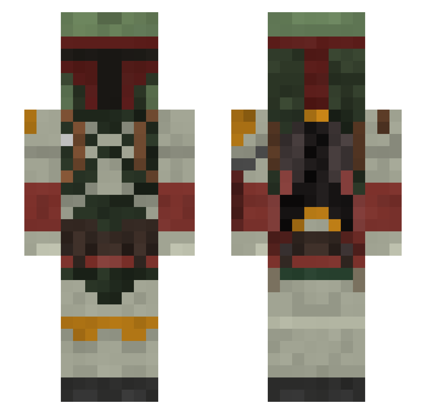 TiltedFett Minecraft skin, front and back view