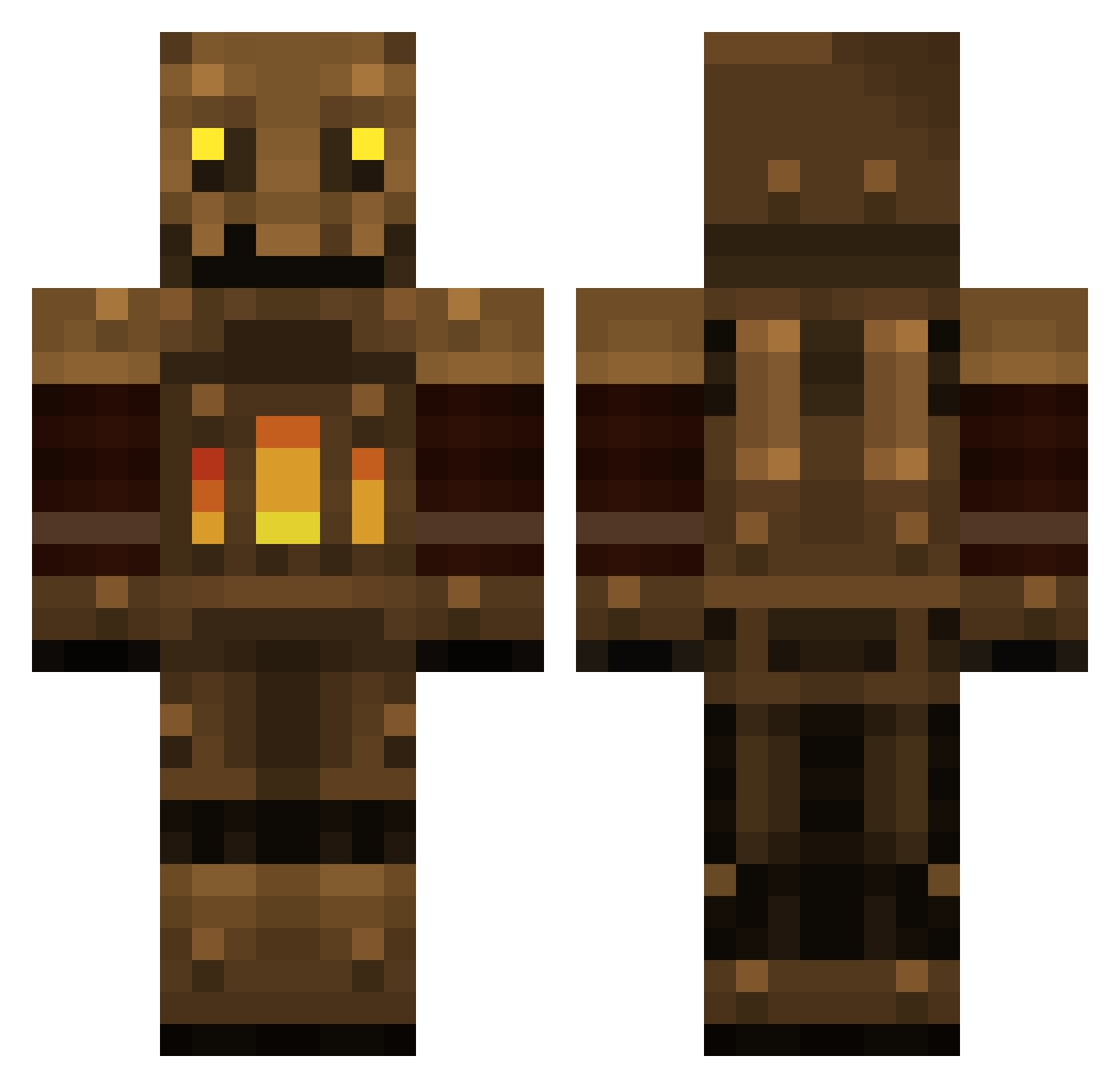 Bonpyro Minecraft skin, front and back view
