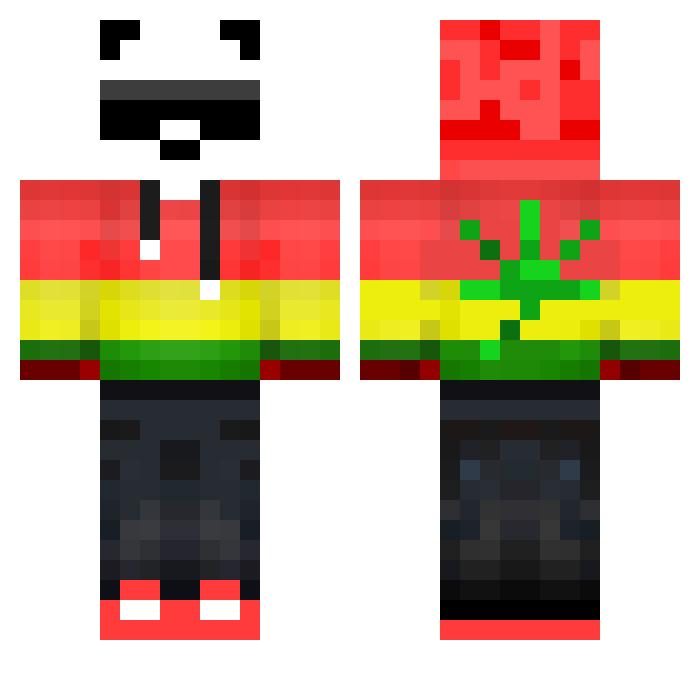 Hustling Minecraft skin, front and back view