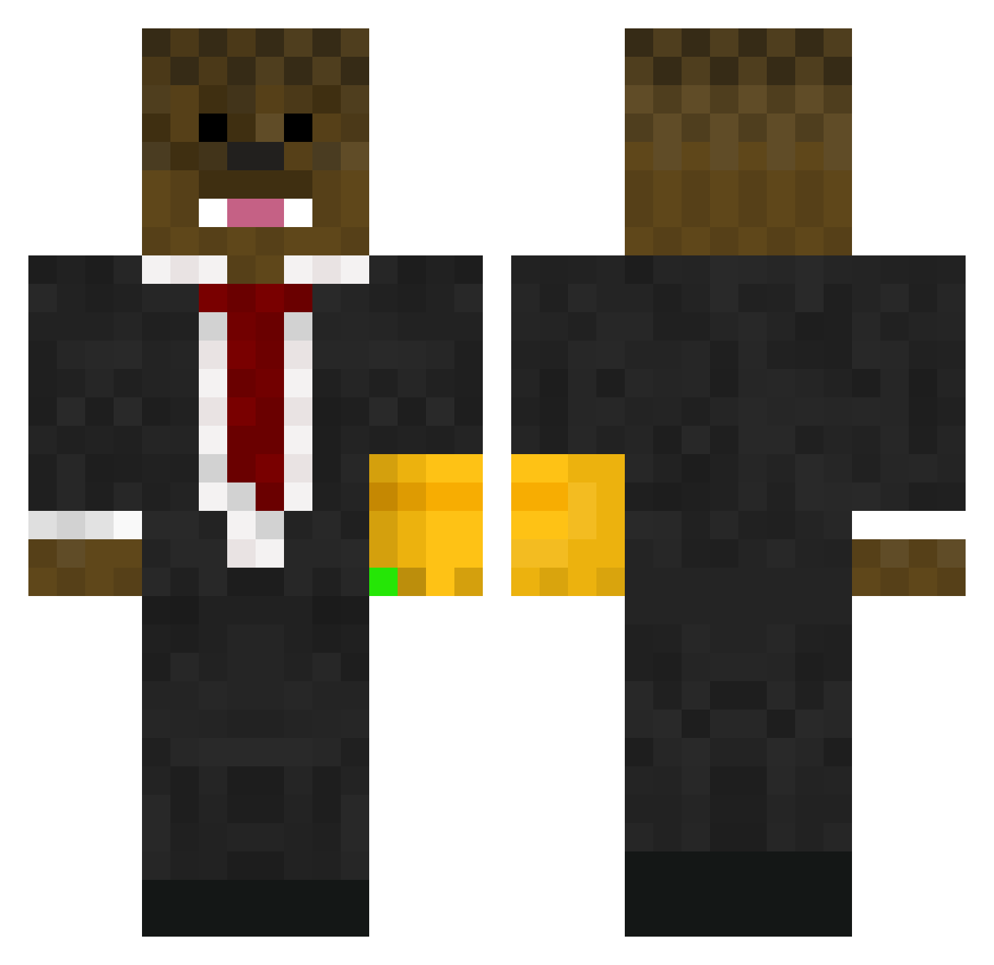 Beanjamine Minecraft skin, front and back view