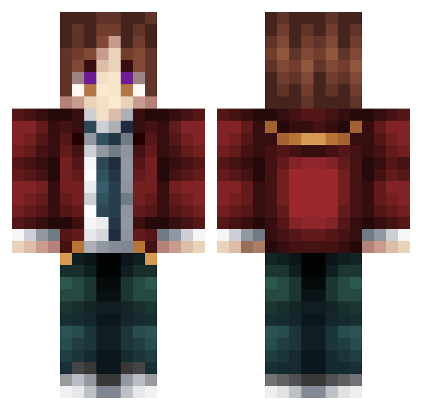 CardGalaxy Minecraft skin, front and back view