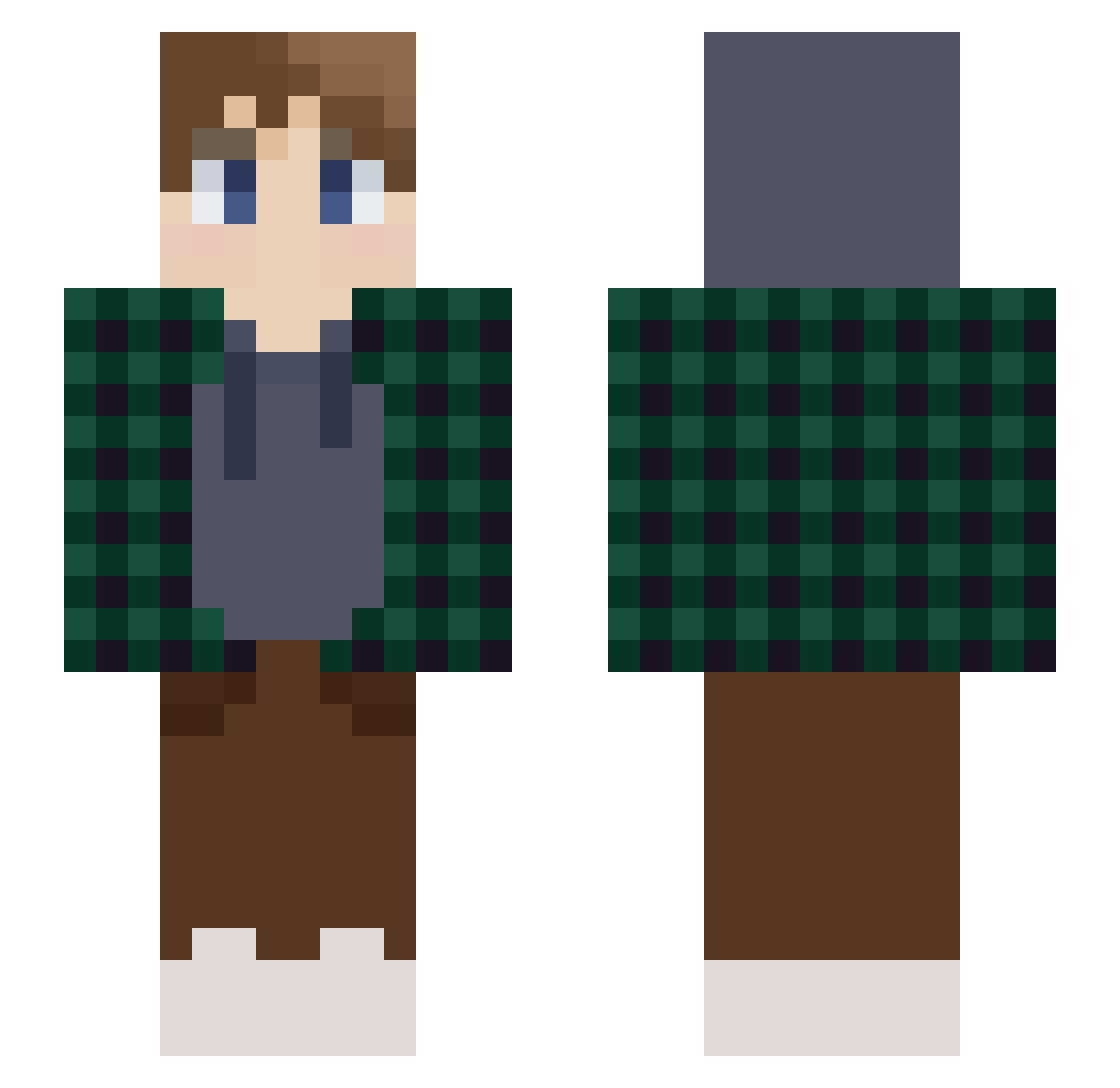 Tibsentribe Minecraft skin, front and back view