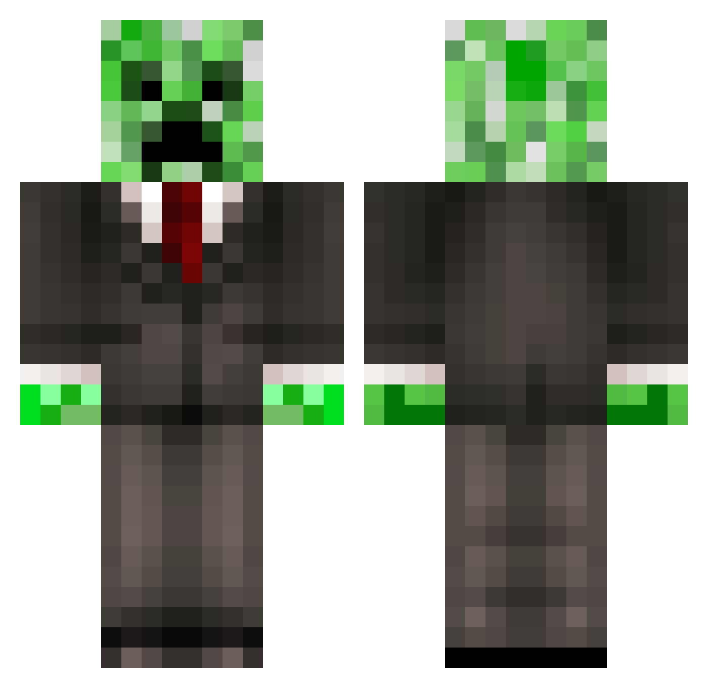 SynthWave00 Minecraft skin, front and back view