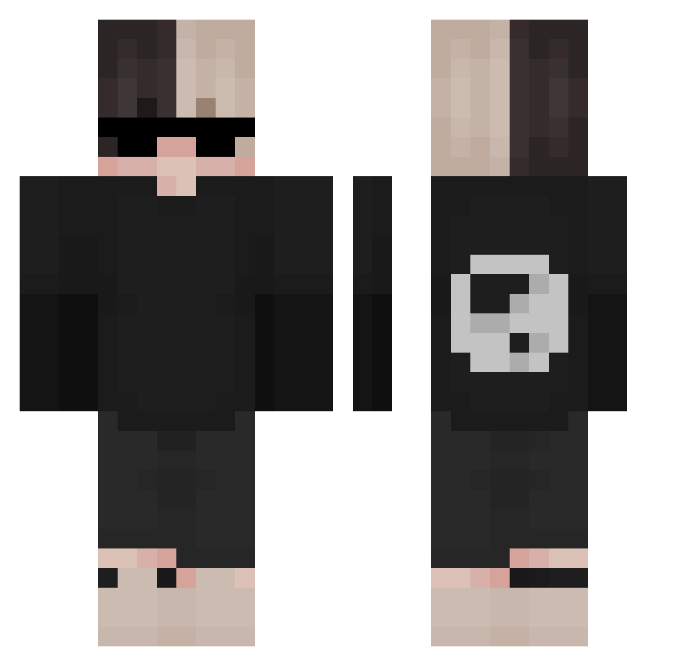 ImVodi Minecraft skin, front and back view