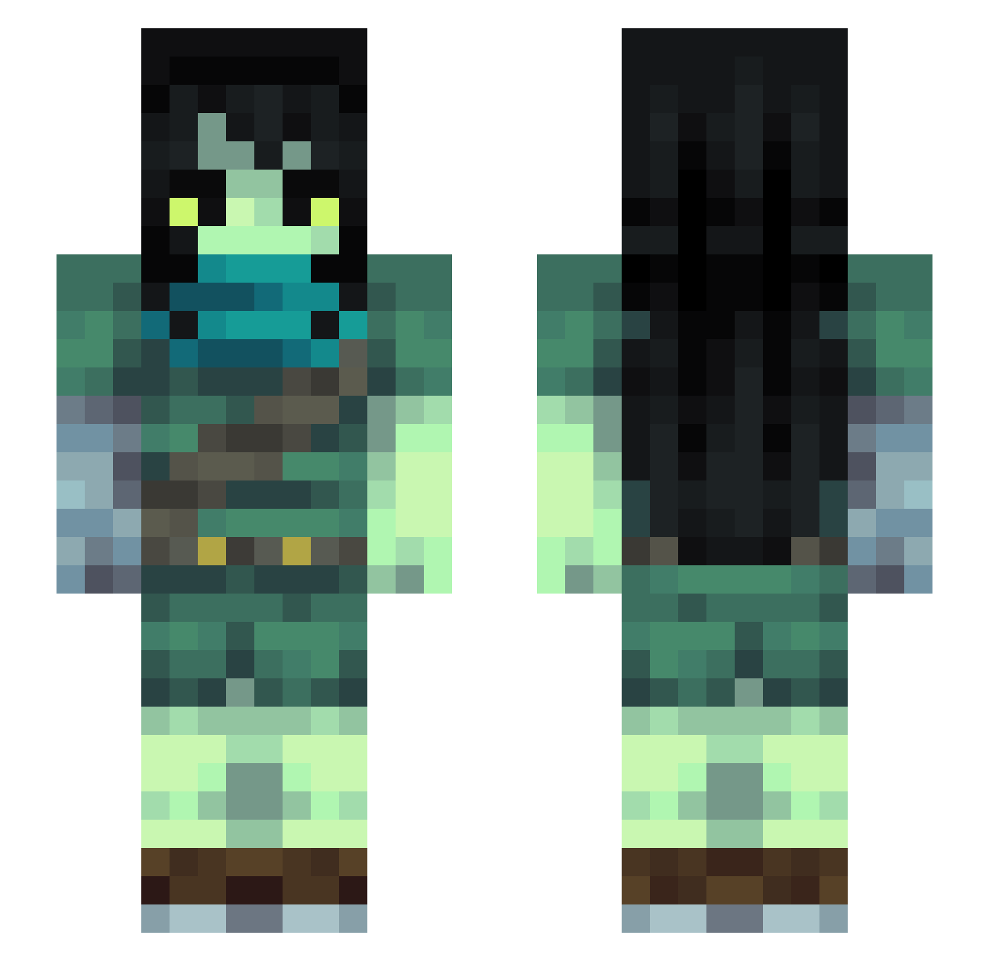 mumufiri Minecraft skin, front and back view