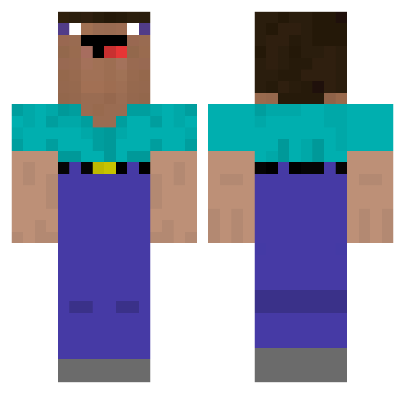 WiderThanYou Minecraft skin, front and back view