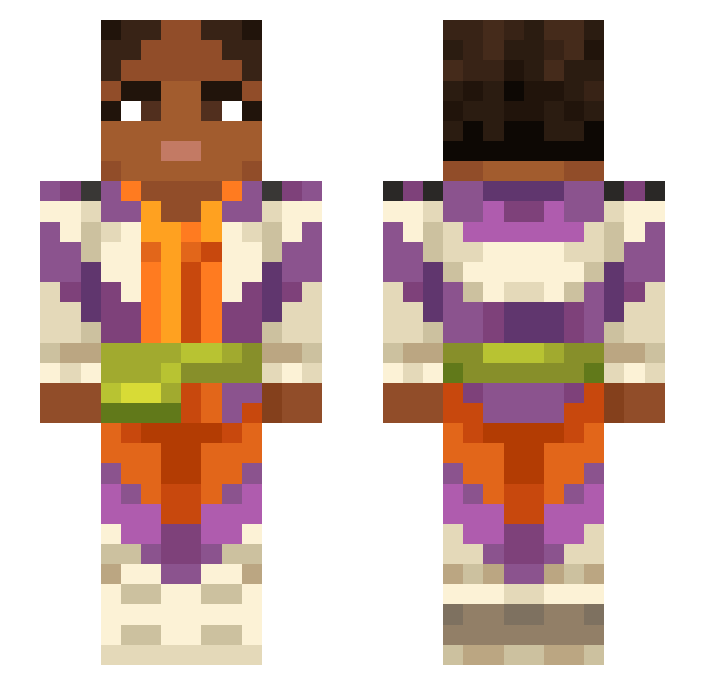 DarthHummingbird Minecraft skin, front and back view