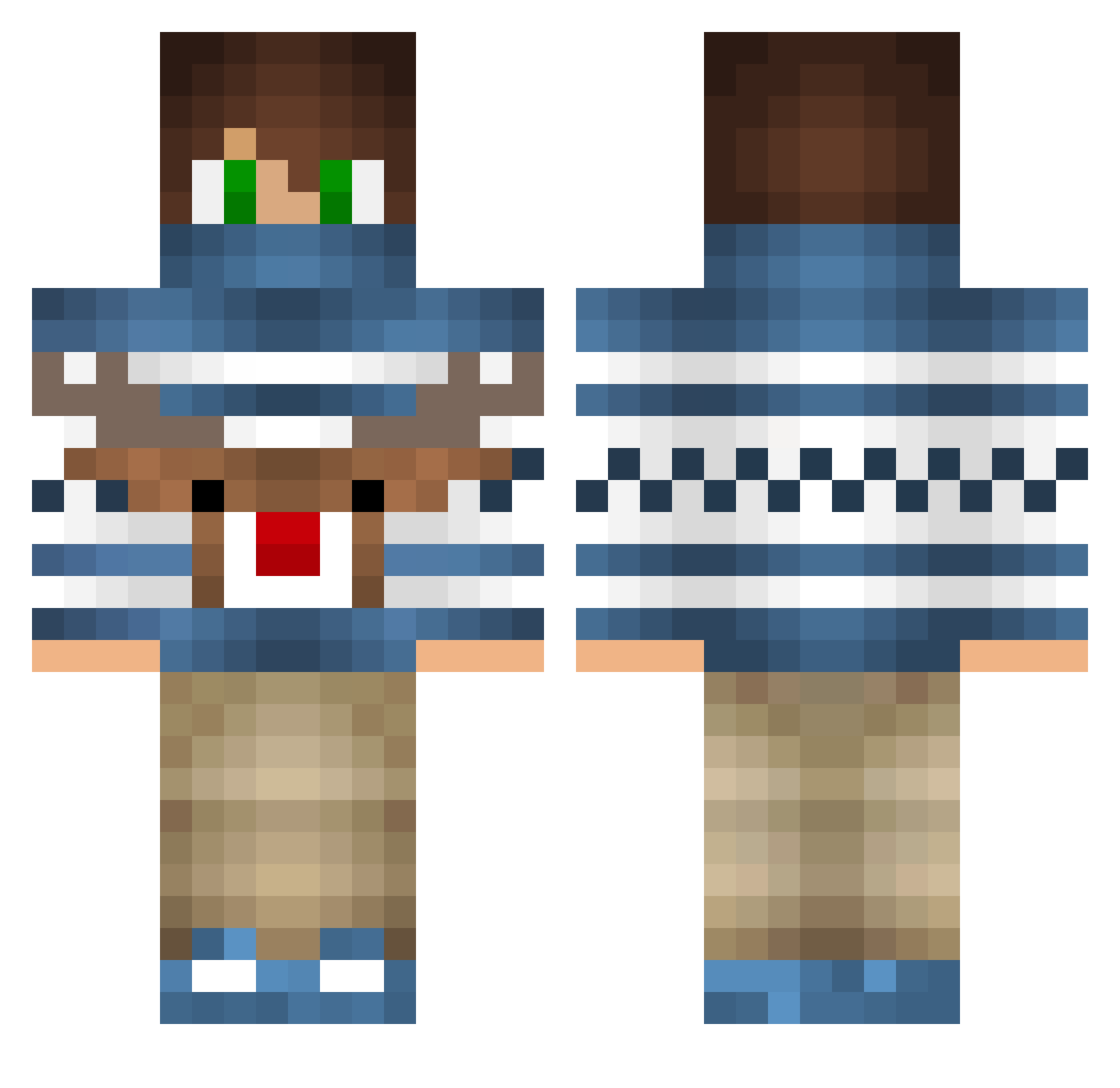 Gamer133 Minecraft skin, front and back view
