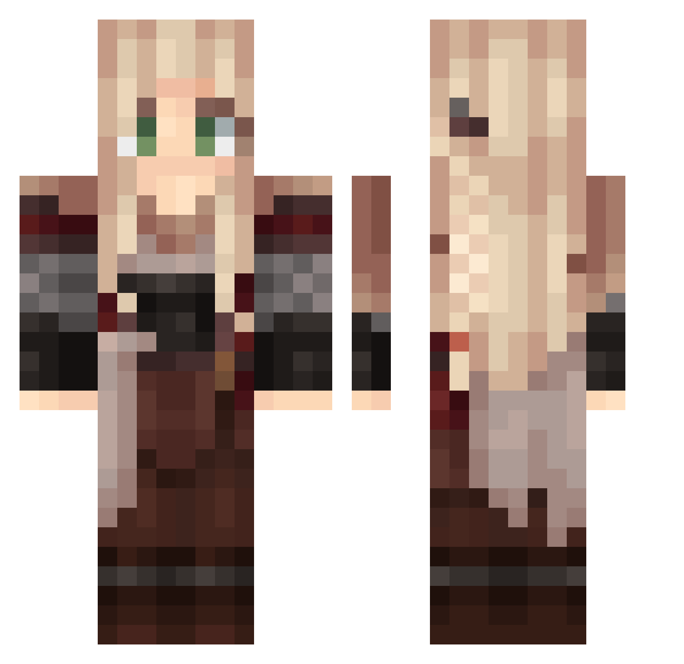 JustShereece Minecraft skin, front and back view