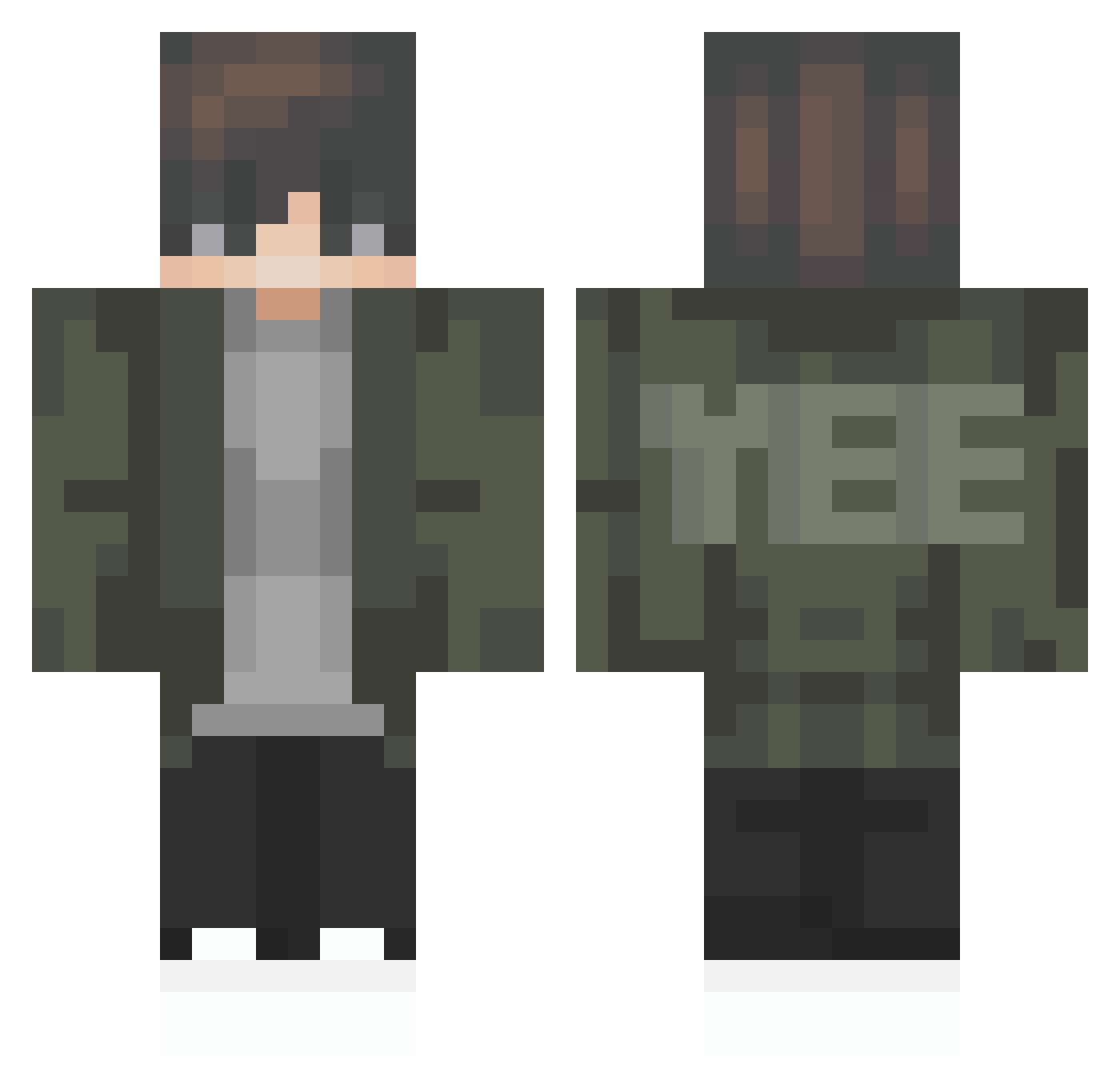 YeeVengers Minecraft skin, front and back view