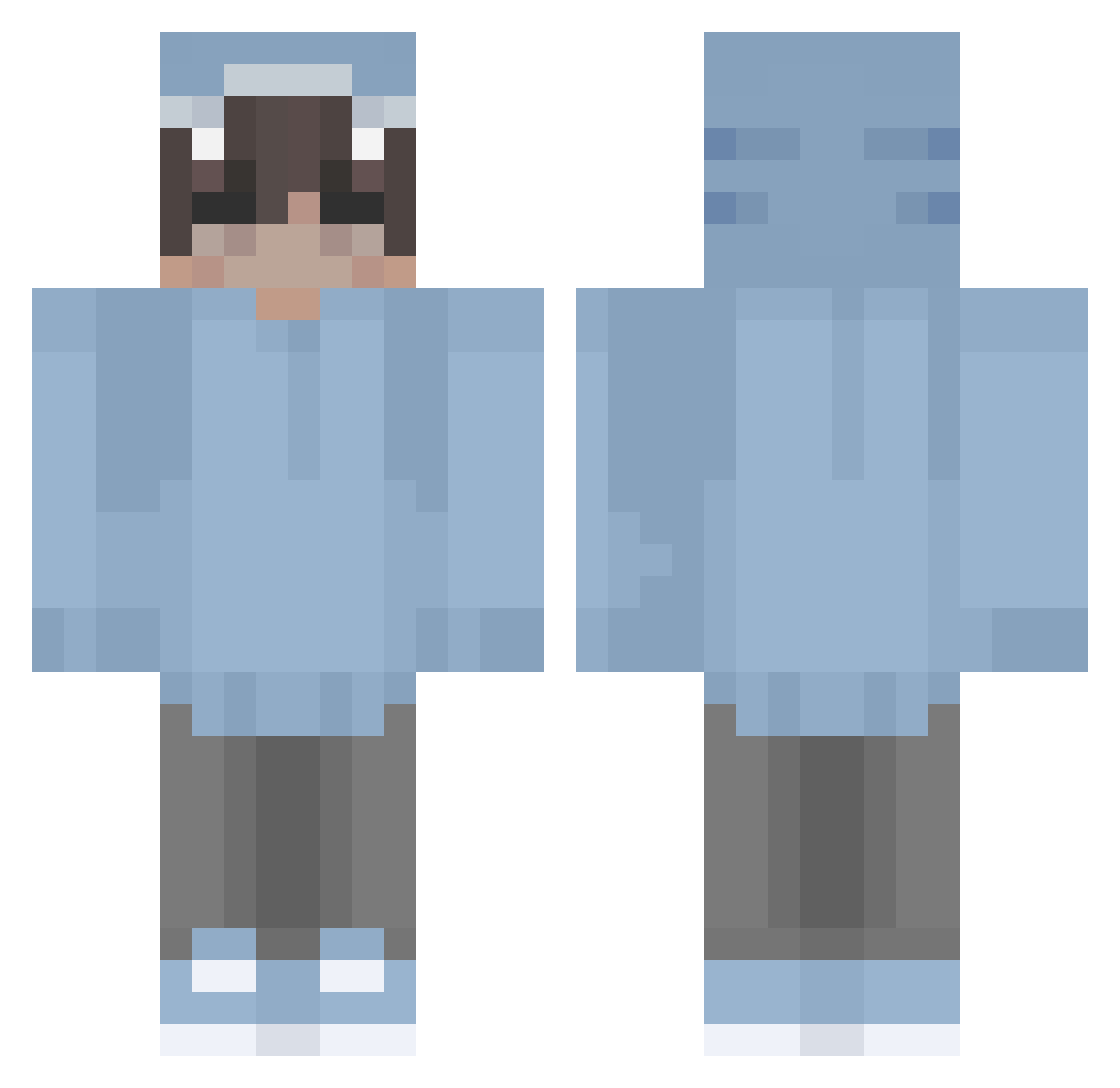 Foxy95 Minecraft skin, front and back view