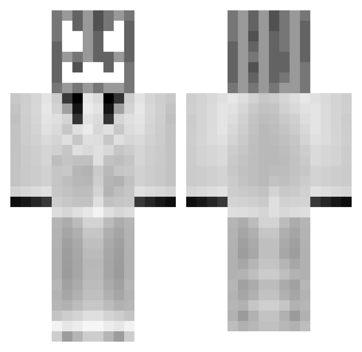 Clue Minecraft skin, front and back view