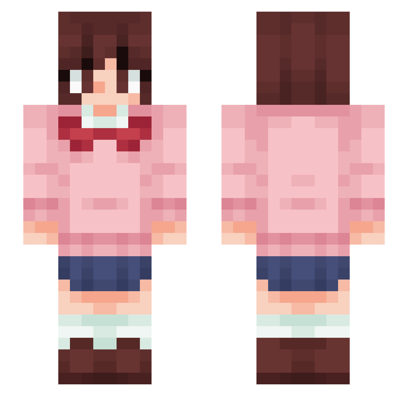 Patatica Minecraft skin, front and back view