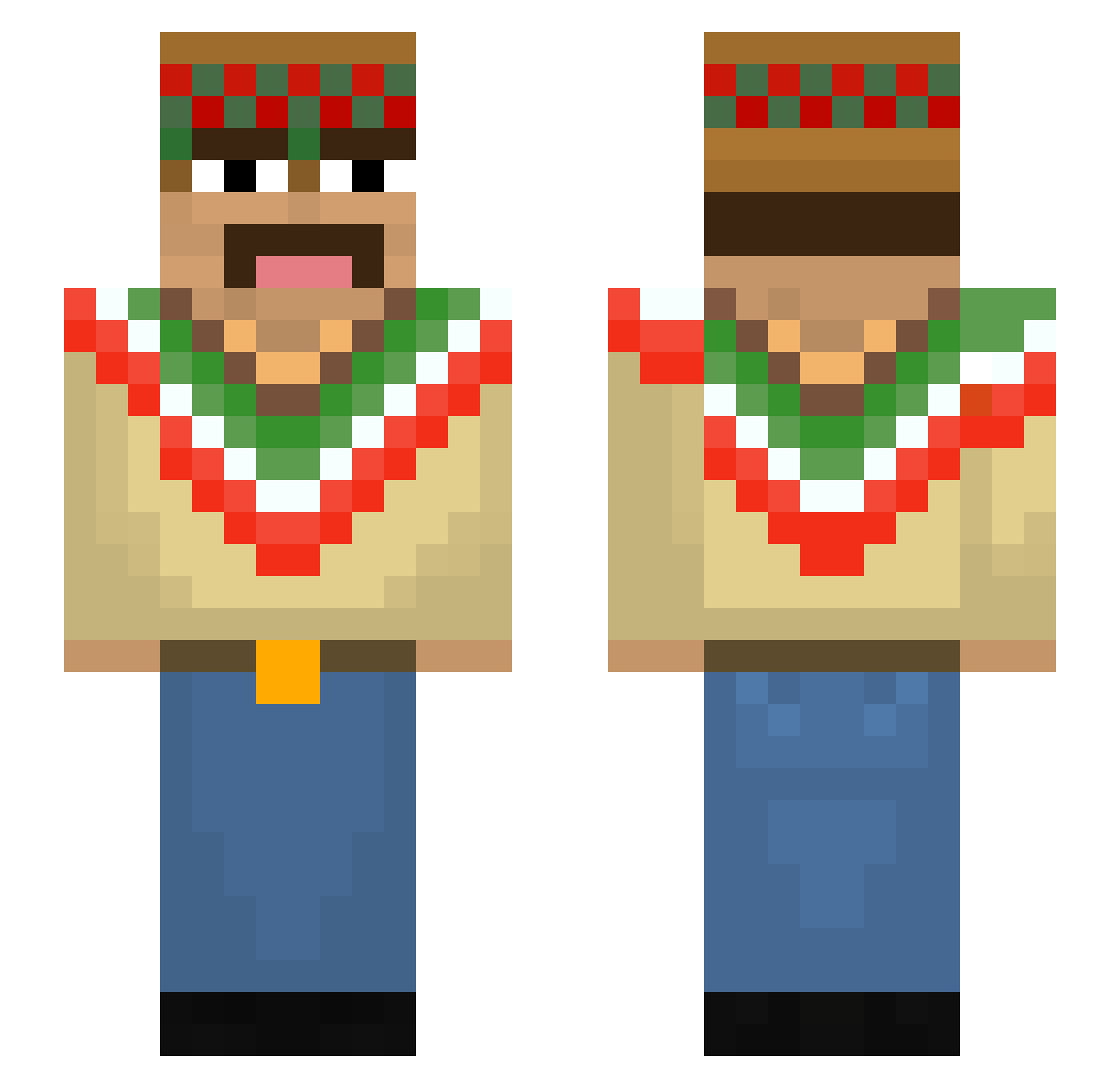 Flammekaster23 Minecraft skin, front and back view