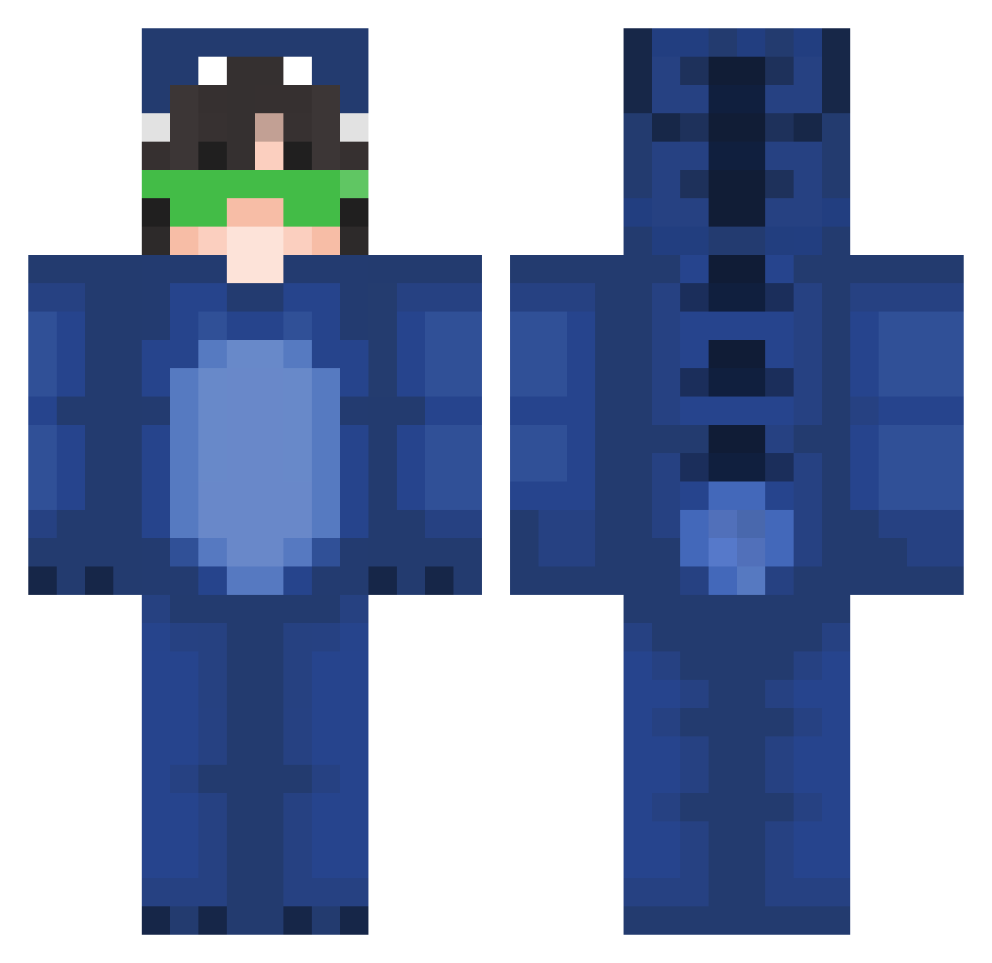 Barophobia Minecraft skin, front and back view